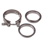 3" V-Band Flange&Clamp Kit Male/Female With Ridge Exhaust Steel X4 PCS