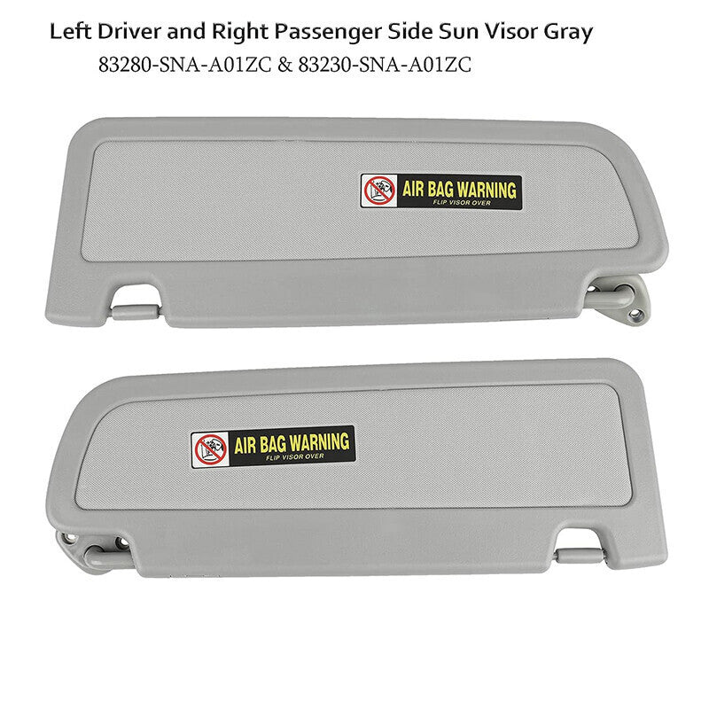 Car Sun Visor Covers For Honda Civic 2006-2011 Driver&Passenger Light Gray Pair