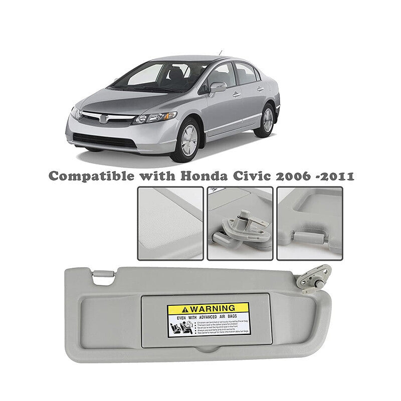 Car Sun Visor Covers For Honda Civic 2006-2011 Driver&Passenger Light Gray Pair