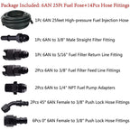 25Ft 3/8'' LS SWAP Fuel Injection Line Kit Complete Conversion EFI FI Fitting US