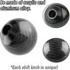 Universal Carbon Fiber Style Gear Shift Knob Round Ball with 3 Adapters