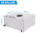 20 GALLON ALUMINUM FUEL CELL GAS TANK+CAP+LEVEL SENDER+STEEL FUEL LINE KIT US