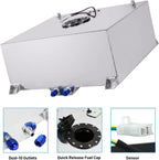 20 GALLON ALUMINUM FUEL CELL GAS TANK+CAP+LEVEL SENDER+STEEL FUEL LINE KIT US