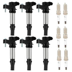 6X Ignition Coil + Spark plugs Fit for Cadillac CTS STS SRX Buick GMC 3.6L UF375