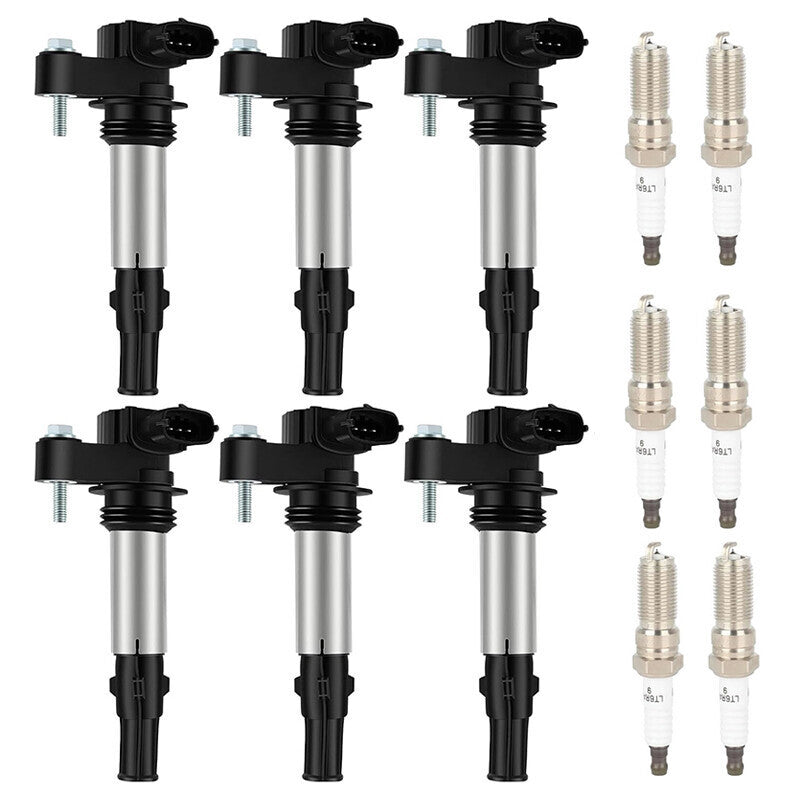 6X Ignition Coil + Spark plugs Fit for Cadillac CTS STS SRX Buick GMC 3.6L UF375