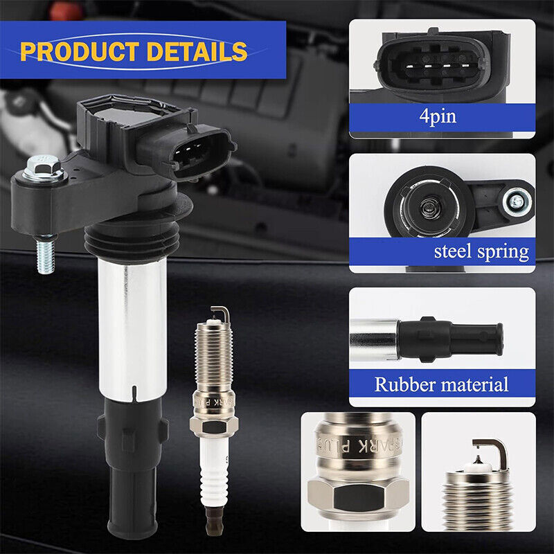 6X Ignition Coil + Spark plugs Fit for Cadillac CTS STS SRX Buick GMC 3.6L UF375