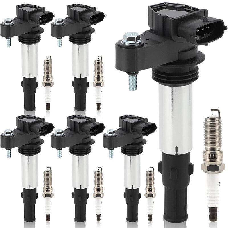 6X Ignition Coil + Spark plugs Fit for Cadillac CTS STS SRX Buick GMC 3.6L UF375
