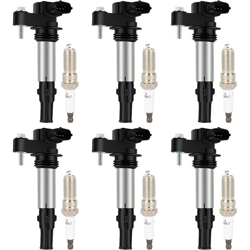 6X Ignition Coil + Spark plugs Fit for Cadillac CTS STS SRX Buick GMC 3.6L UF375