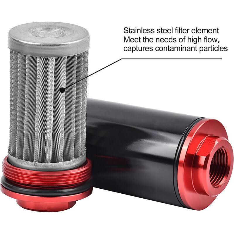 AN6 AN8 AN10 Inline Fuel Filter High Flow 30 Micron Cleanable Billet 58mm