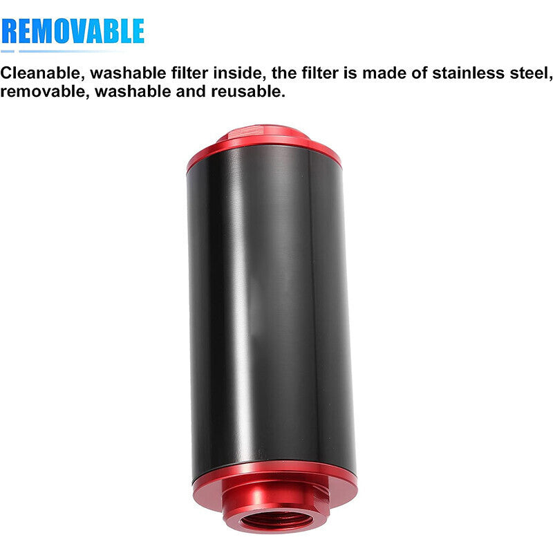 AN6 AN8 AN10 Inline Fuel Filter High Flow 30 Micron Cleanable Billet 58mm