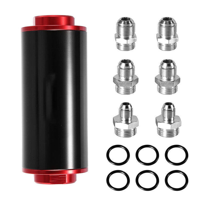 AN6 AN8 AN10 Inline Fuel Filter High Flow 30 Micron Cleanable Billet 58mm
