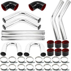 2.5" Aluminum Turbo Intercooler Piping Kit + Elbow Hose + Bolt Clamps Part New