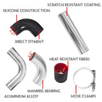 2.5" Aluminum Turbo Intercooler Piping Kit + Elbow Hose + Bolt Clamps Part New