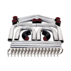 2.5" Aluminum Turbo Intercooler Piping Kit + Elbow Hose + Bolt Clamps Part New