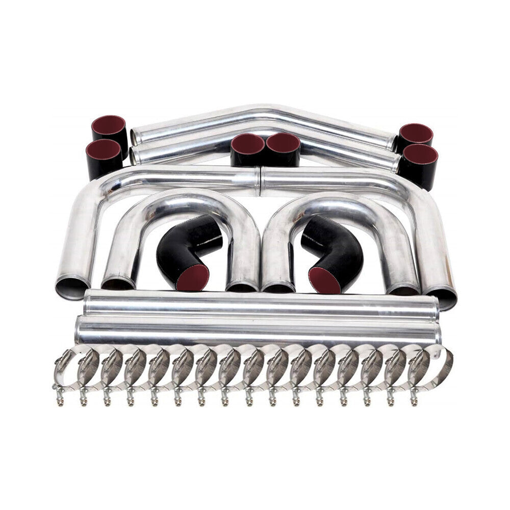 2.5" Aluminum Turbo Intercooler Piping Kit + Elbow Hose + Bolt Clamps Part New