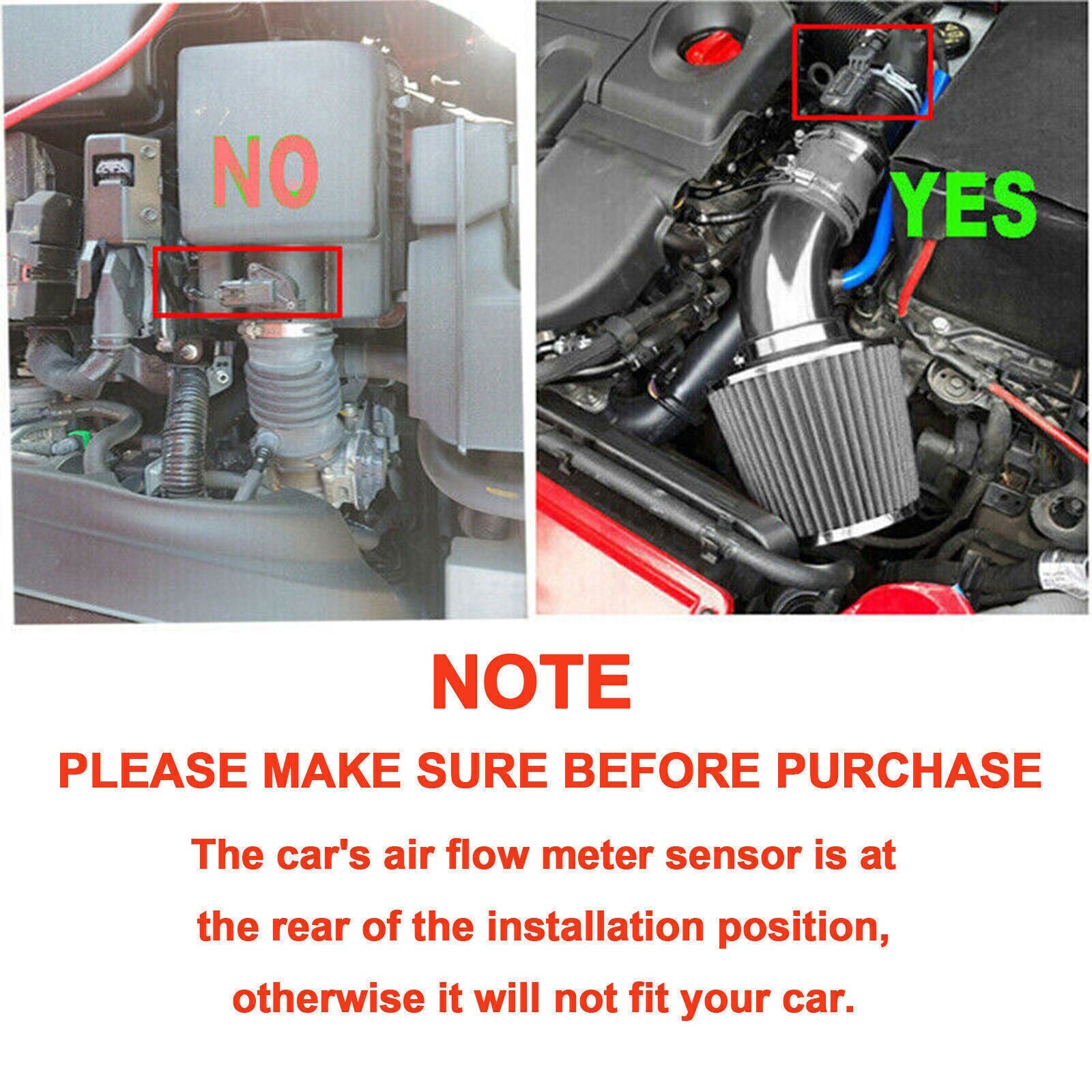 Black 3" Cold Air Intake Filter Induction Kit Pipe Power Flow Hose System US New