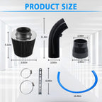 Black 3" Cold Air Intake Filter Induction Kit Pipe Power Flow Hose System US New