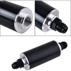 Aluminum High Flow 58mm Inline Fuel Filter 100 Micron AN6 AN8 AN10 Adapter