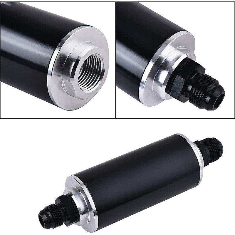 Aluminum High Flow 58mm Inline Fuel Filter 100 Micron AN6 AN8 AN10 Adapter