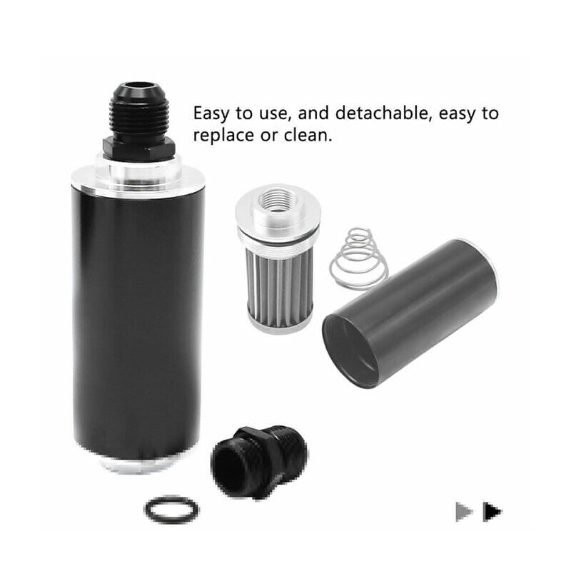 Aluminum High Flow 58mm Inline Fuel Filter 100 Micron AN6 AN8 AN10 Adapter