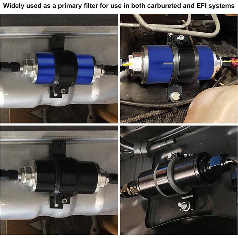 Aluminum High Flow 58mm Inline Fuel Filter 100 Micron AN6 AN8 AN10 Adapter
