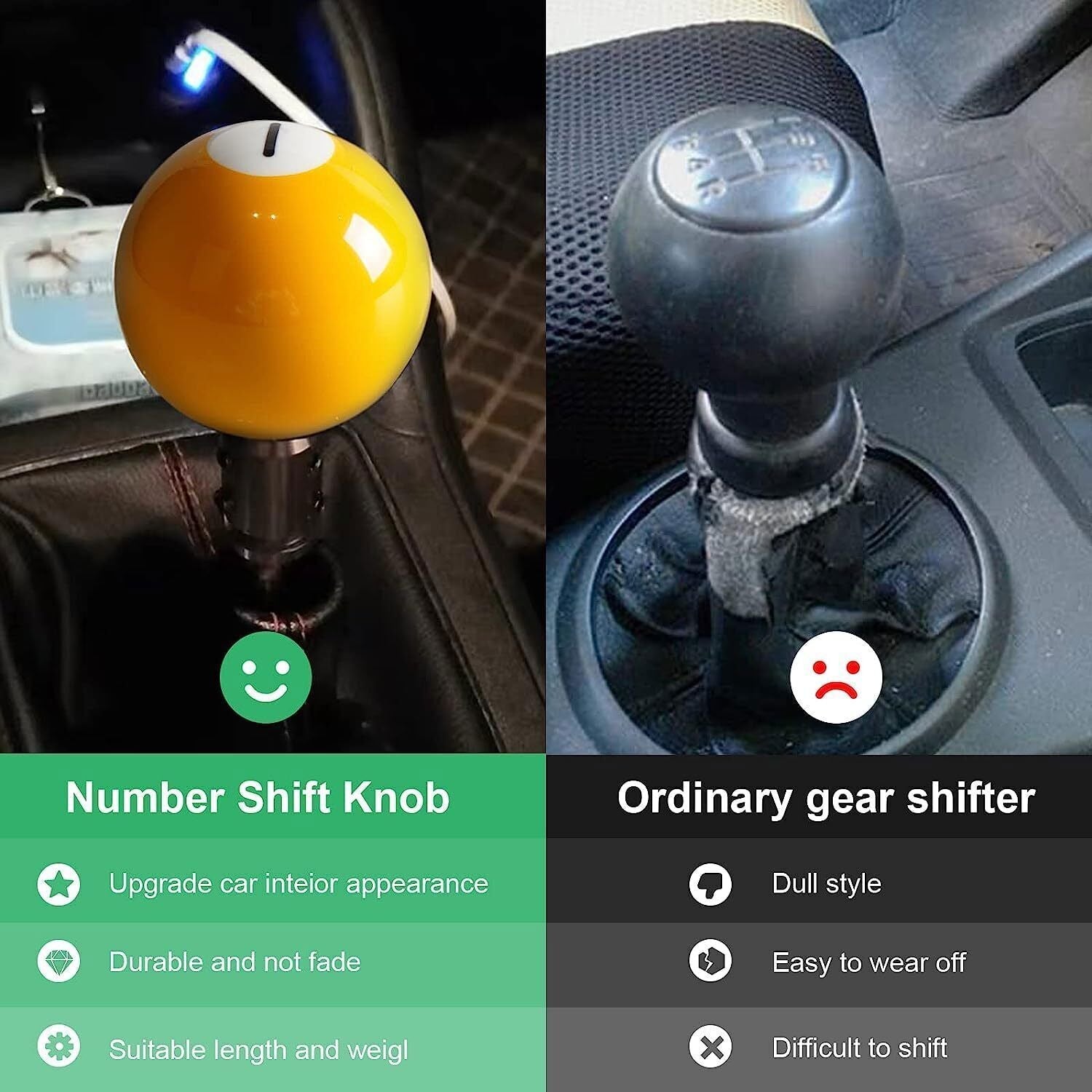 #1 One Pool Billiard Ball custom Gear Shifter Shift Knob car lever Black Truck
