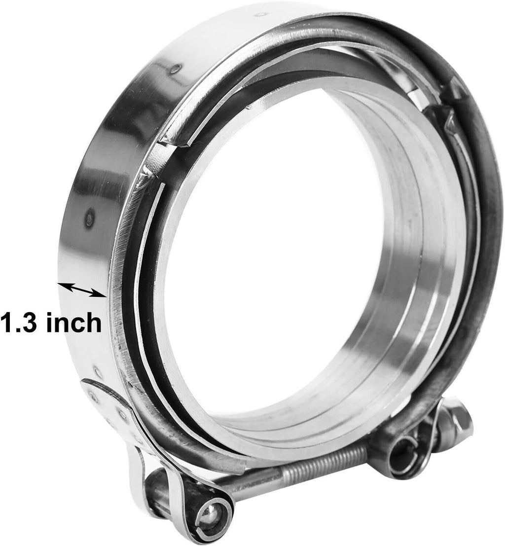4X 3.5" Inch V Band Exhaust Clamp Kit with Flange Male Female Sliver Steel