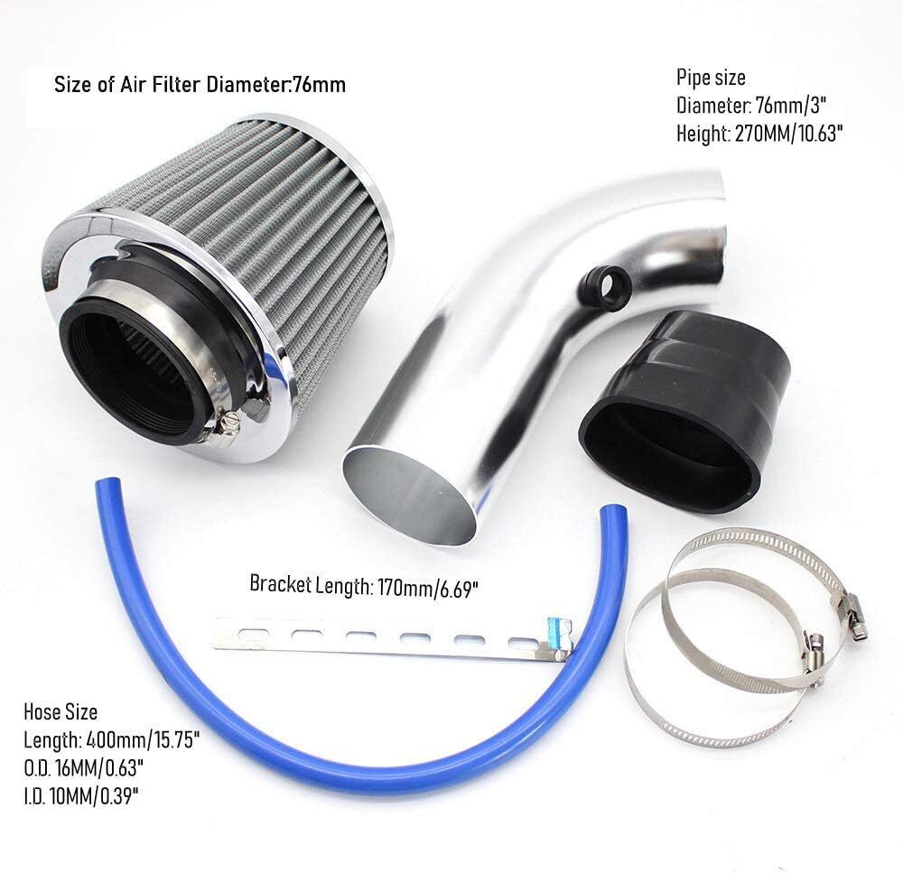Car Cold Air Intake Filter Induction Kit 3" Pipe Aluminum Power Flow Hose System