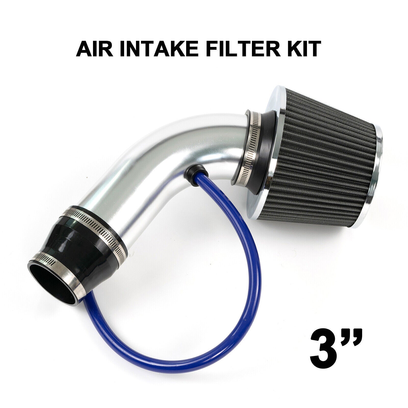 Car Cold Air Intake Filter Induction Kit 3" Pipe Aluminum Power Flow Hose System