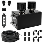 AN10 Inlet Oil Catch Can Reservoir Tank Dual Breather Filter Baffled Tank Kit