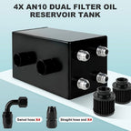 AN10 Inlet Oil Catch Can Reservoir Tank Dual Breather Filter Baffled Tank Kit