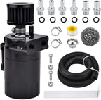 Oil Catch Can Kit Reservoir Black Tank with Breather Filter Universal Aluminum