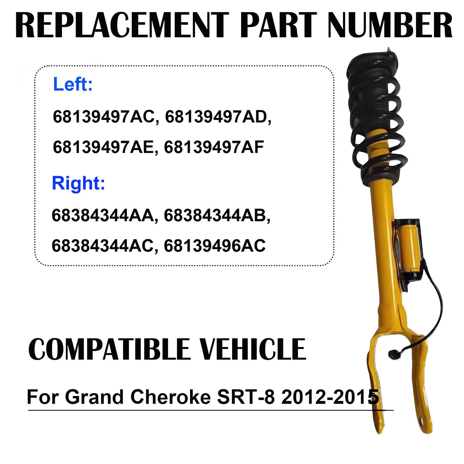 2x Front Shock Struts w/Electric For Jeep Grand Cherokee Overland SRT8 2012-2015