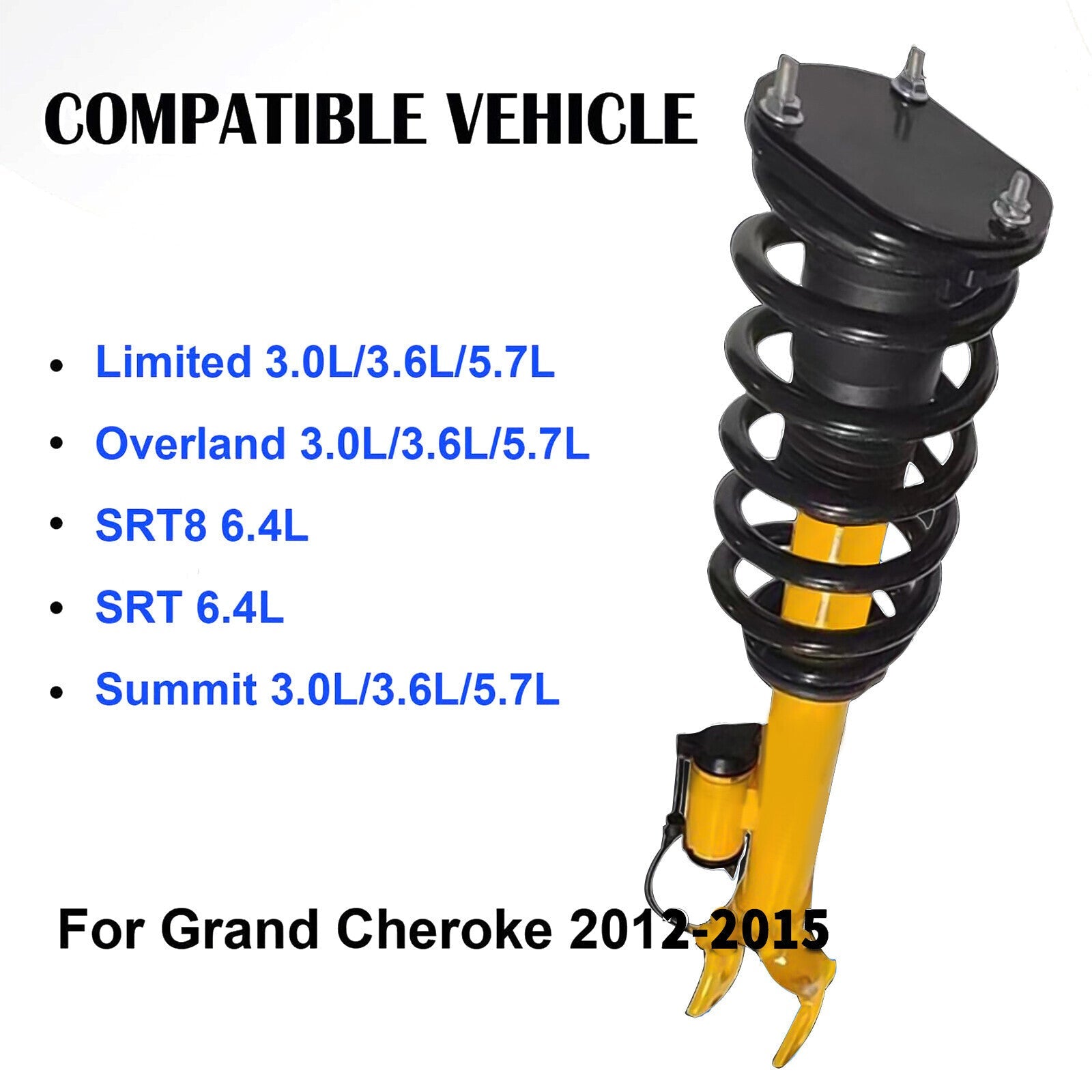 2x Front Shock Struts w/Electric For Jeep Grand Cherokee Overland SRT8 2012-2015