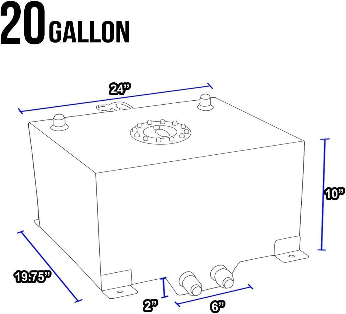 Universal 20 Gallon 79L Fuel Cell Tank with Cap/Level Sender/12FT Oil Feed Line