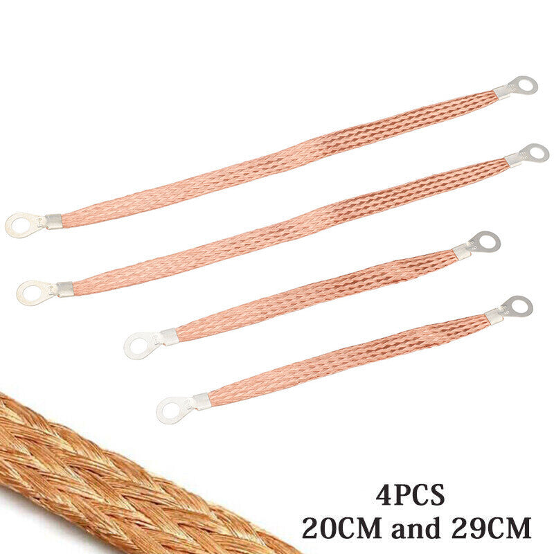 4x Engine Ground Strap Copper Cable Kit Car Truck Firewall Engine Universal