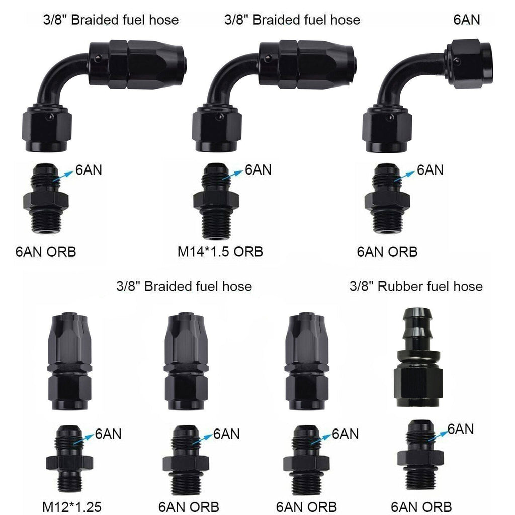 Fuel Pressure Regulator Kit 0-100psi Gauge AN6-6AN Fuel Line Fitting Universal