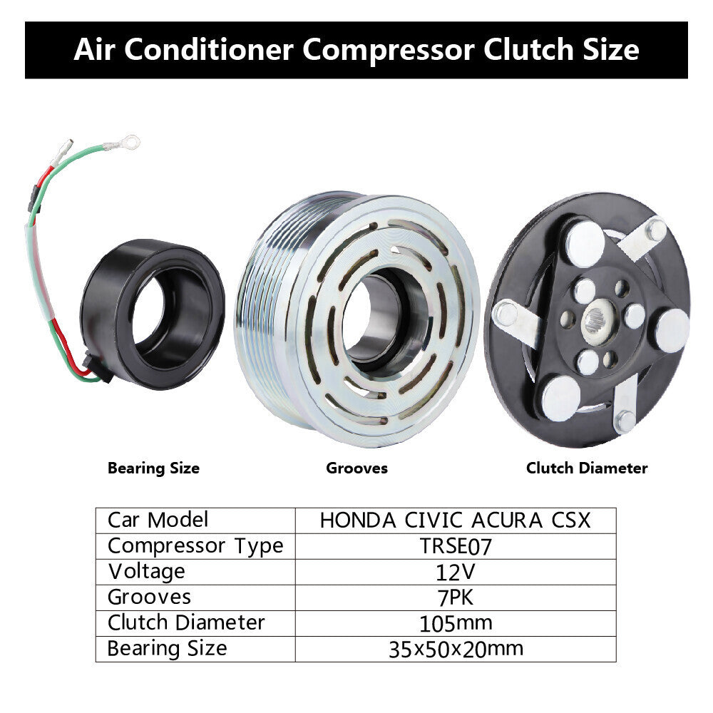 For HONDA CIVIC 2006 - 2011 AC Compressor Clutch Assembly Repair Kit COIL PULLEY