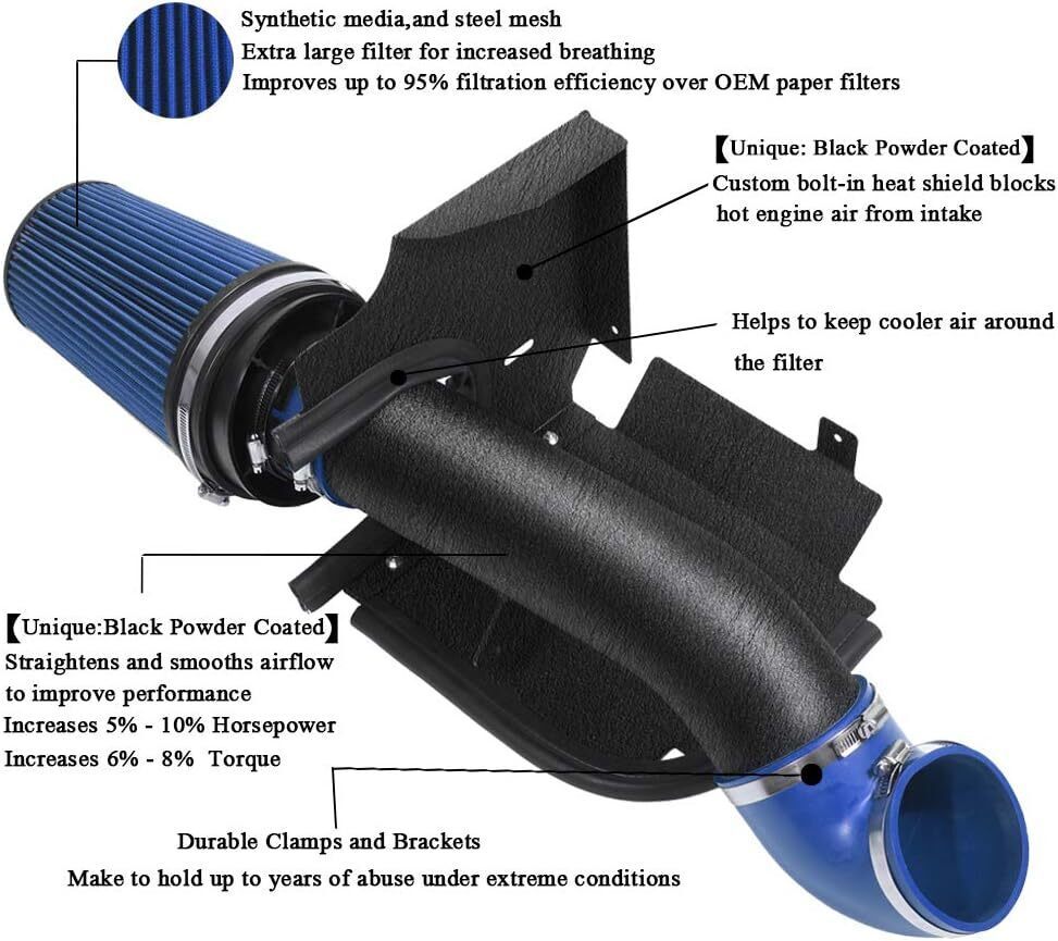Performance 4 Inch Cold Air Intake Filter Kit for 1999-2006 GMC Chevy V8 1500