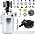 Universal Oil Catch Can Kit Reservoir Tank Engine Polish Baffled Aluminum Silver