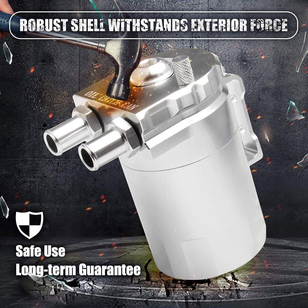 Universal Oil Catch Can Kit Reservoir Tank Engine Polish Baffled Aluminum Silver