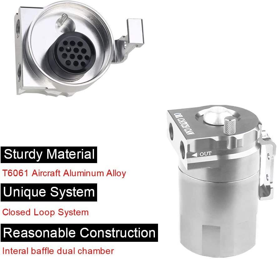 Universal Oil Catch Can Kit Reservoir Tank Engine Polish Baffled Aluminum Silver