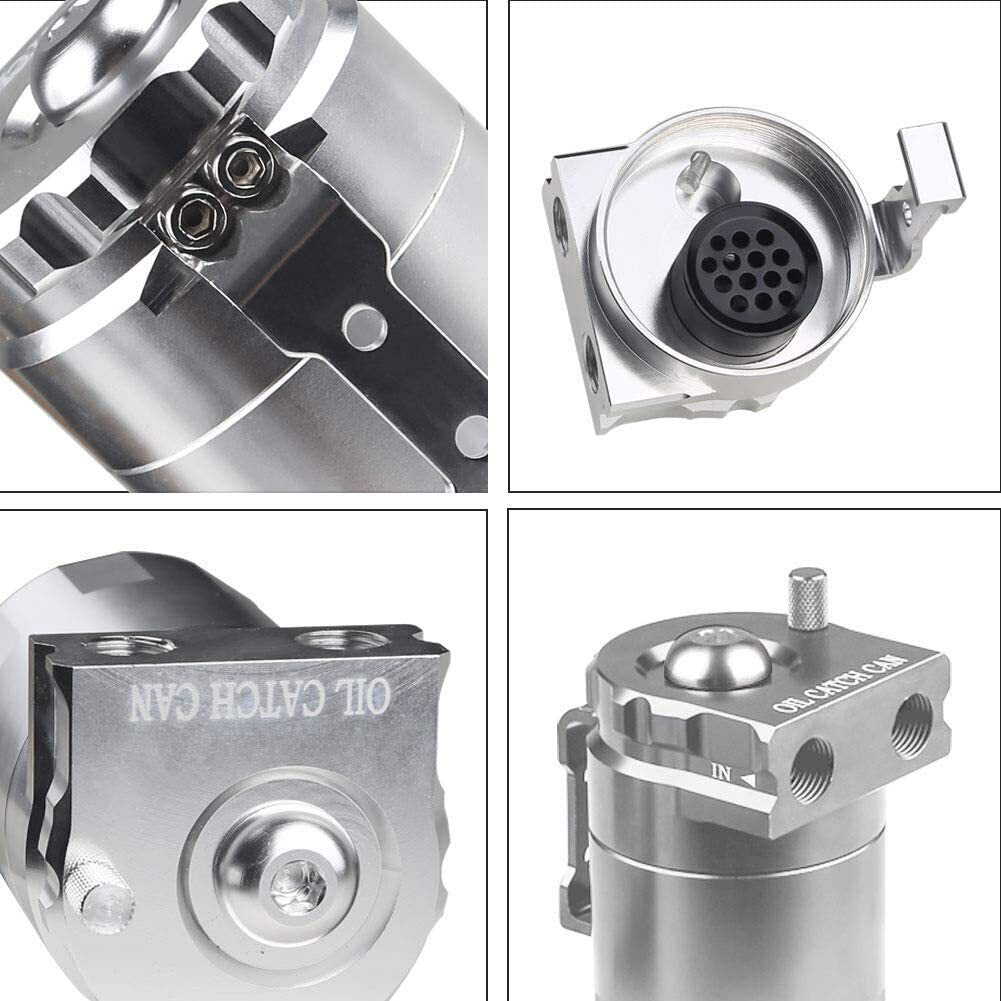 Universal Oil Catch Can Kit Reservoir Tank Engine Polish Baffled Aluminum Silver