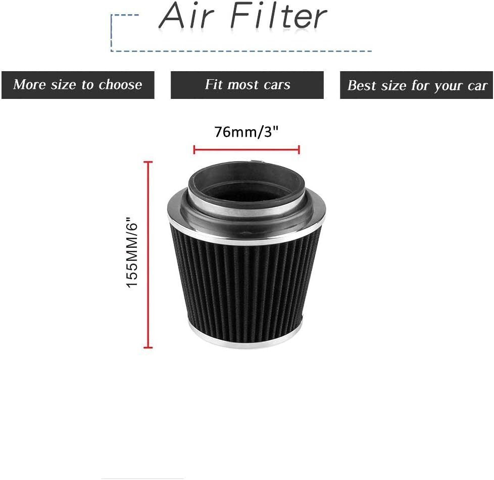 Cold Air Intake Filter Induction Kit 3" Aluminum Pipe Power Flow Hose System New