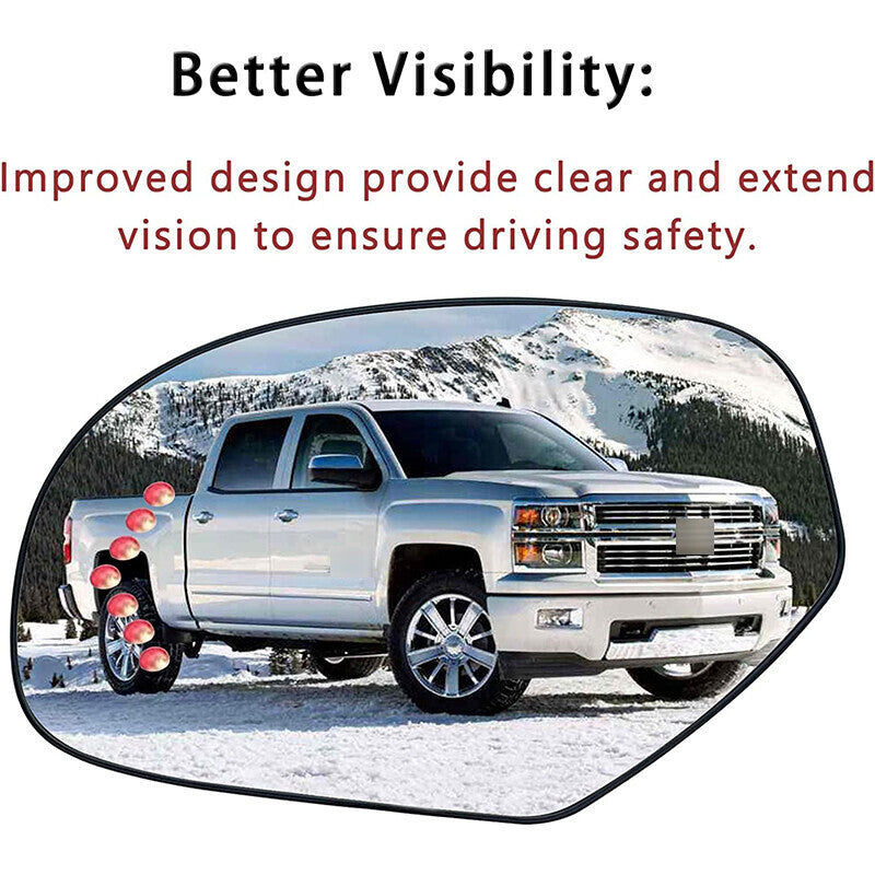 Mirror Glass Heated Turn Signal Driver Side LH for 2007-2014 Chevy GMC Cadillac