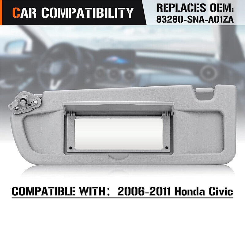 Driver Sun Visor Light Clear Grey For 2006 2007 2008 2009 2010 2011 Honda Civic