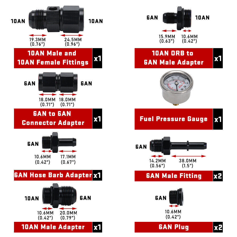 Fuel Pressure Regulator Gauge Filter Fitting Black For 2001–2006 BMW E46 M3 3.2