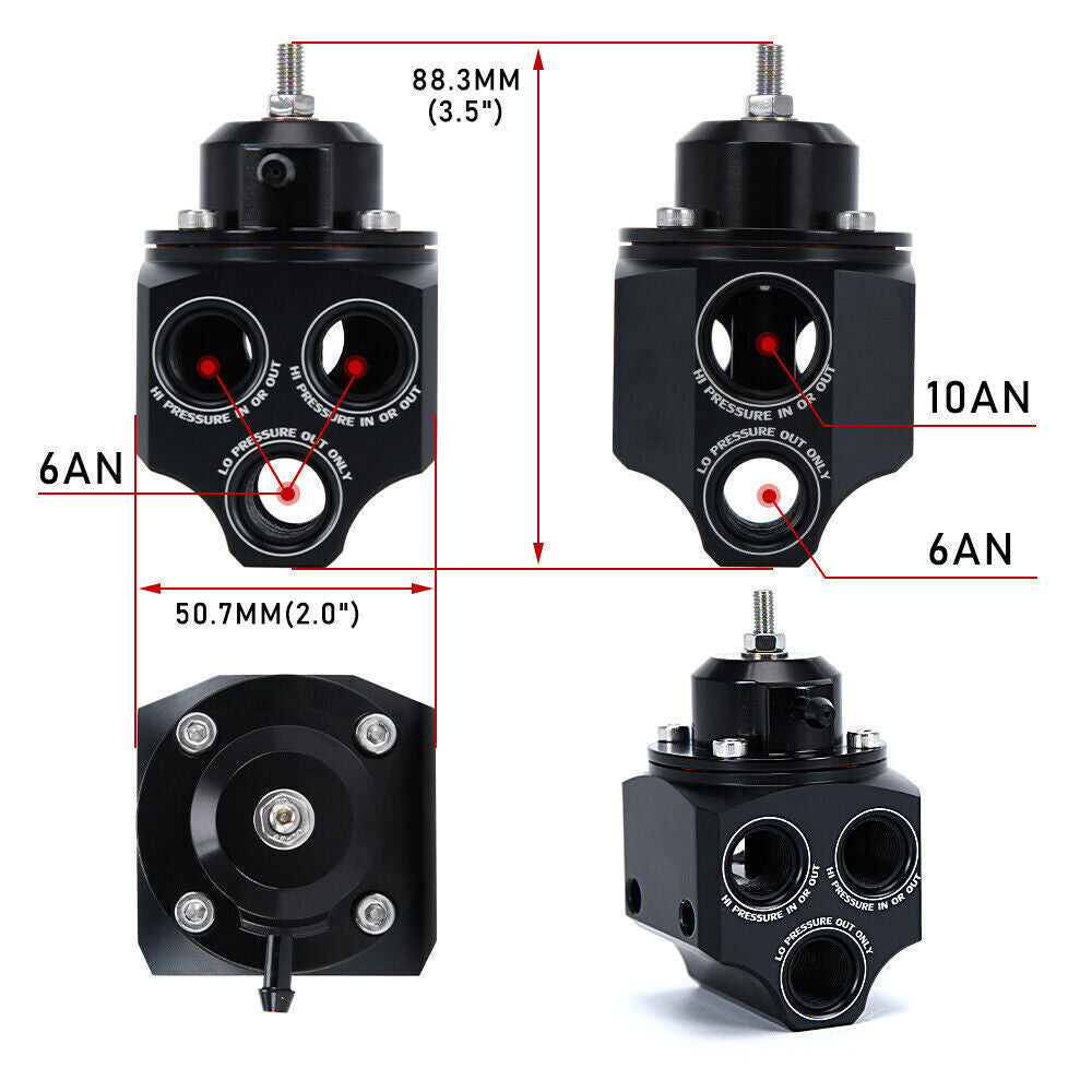 Fuel Pressure Regulator Gauge Filter Fitting Black For 2001–2006 BMW E46 M3 3.2
