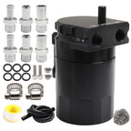 Universal Baffled Oil Catch Can Aluminum Reservoir with 3/8" Fuel Hose Line