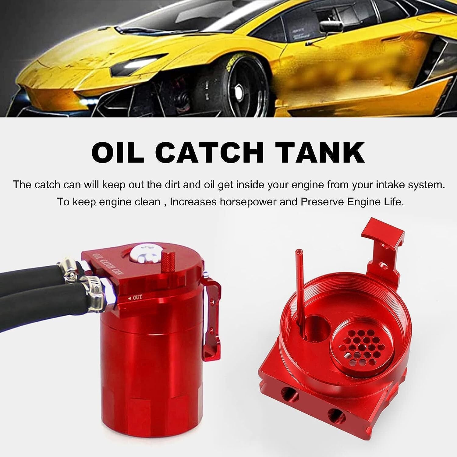 Oil Catch Can Kit Red Tank for 11-21 Ford F150 5.0L Raptor 2.7L 3.5L Ecoboost